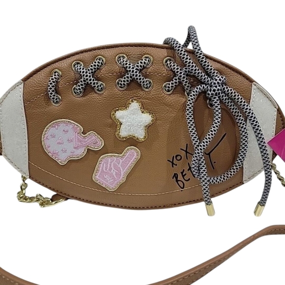 Betsey Johnson Brown XOFAN Football Kitch Crossbody Bag - Picture 9 of 9